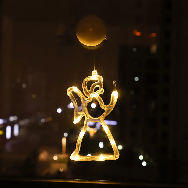 Lumières LED de Noël pour la décoration de la chambre à coucher, ornements de la maison, fenêtre, verre, batterie chaude