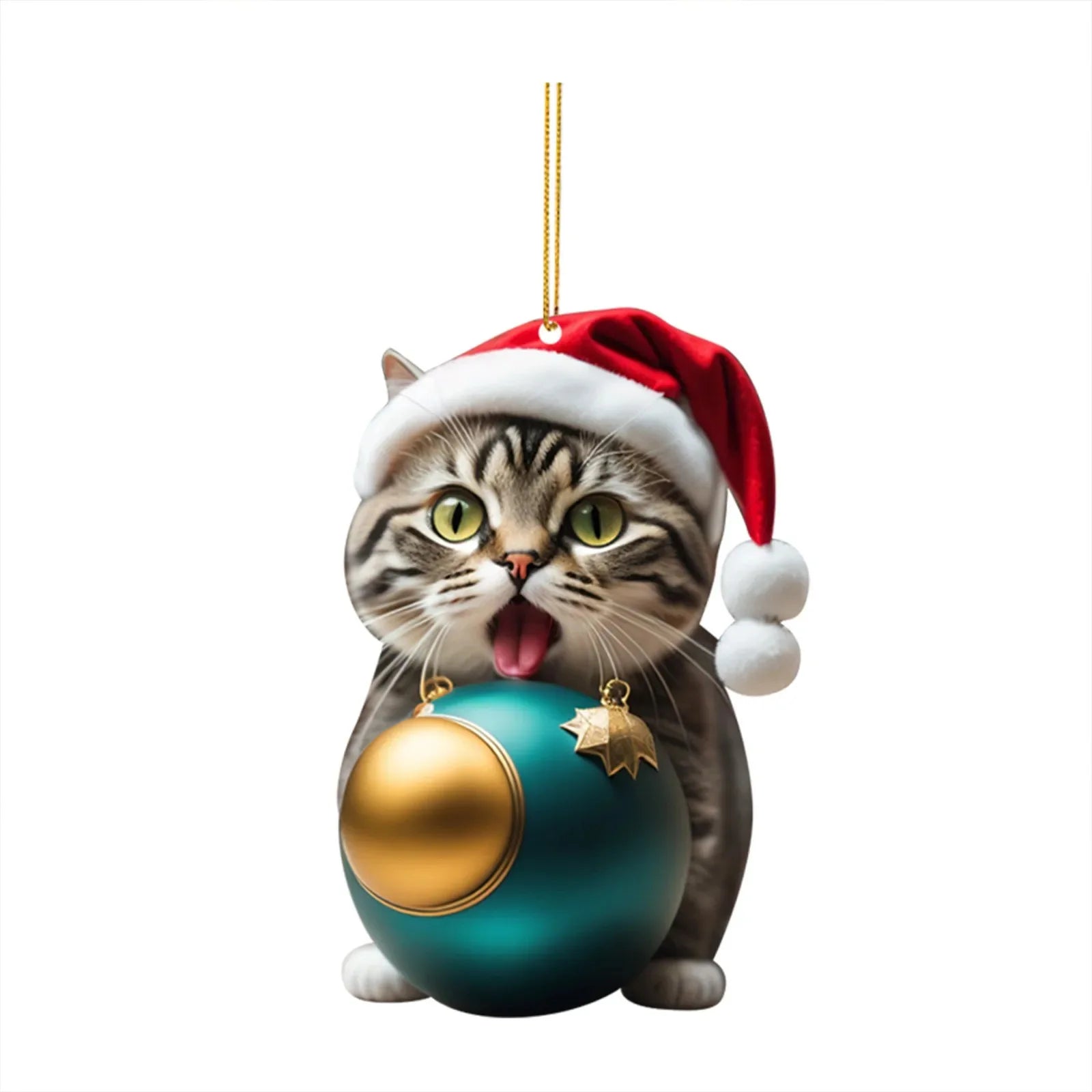Modern Christmas decoration for home, car pendant, Christmas tree ornament, funny 2D acrylic cat ornament