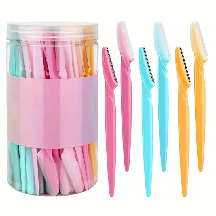 Rasoir à sourcils pour femmes, outils dermaplanage exfoliants polyvalents et rasoir Facial avec couvercle de précision, beauté de sécurité 30 pièces