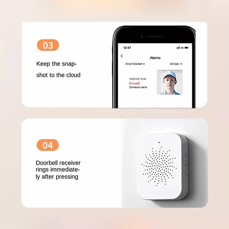 Tuya – Wireless Video Doorbell, WiFi Camera, Night Vision, Smart Home Security, Outdoor HD Doorbell, Two-Way Intercom, Voice Change