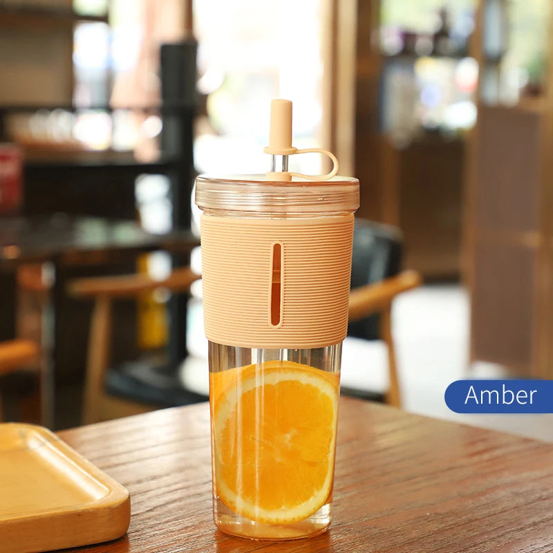Tasse à café de grande capacité de 710ml/24oz, bouteille d'eau en plastique avec paille, tasses transparentes et réutilisables résistantes aux hautes températures avec paille