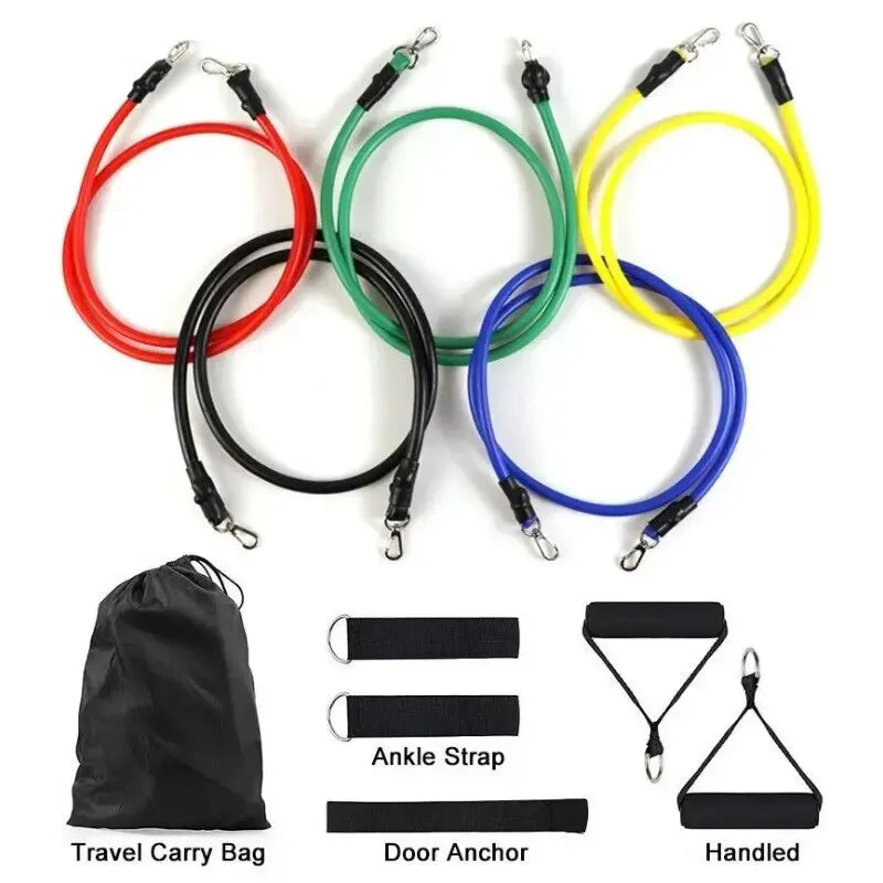 11 pièces/ensemble corde de traction, bandes de résistance, équipement de Fitness Portable, sangle de cheville, extenseur de poitrine, bande d'exercice élastique