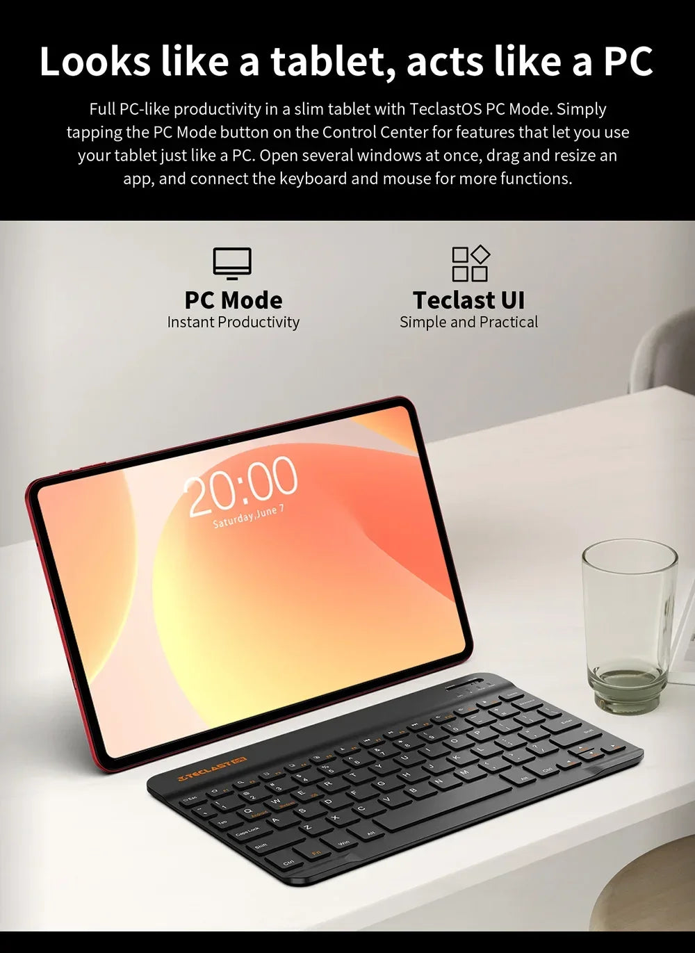 Teclast T60 AI tablette Allwinner A733 octa-core 12 pouces 2K HD TDDI écran 6GB RAM 128GB ROM Android 15 WiFi6 8000mAh 13MP + 5MP