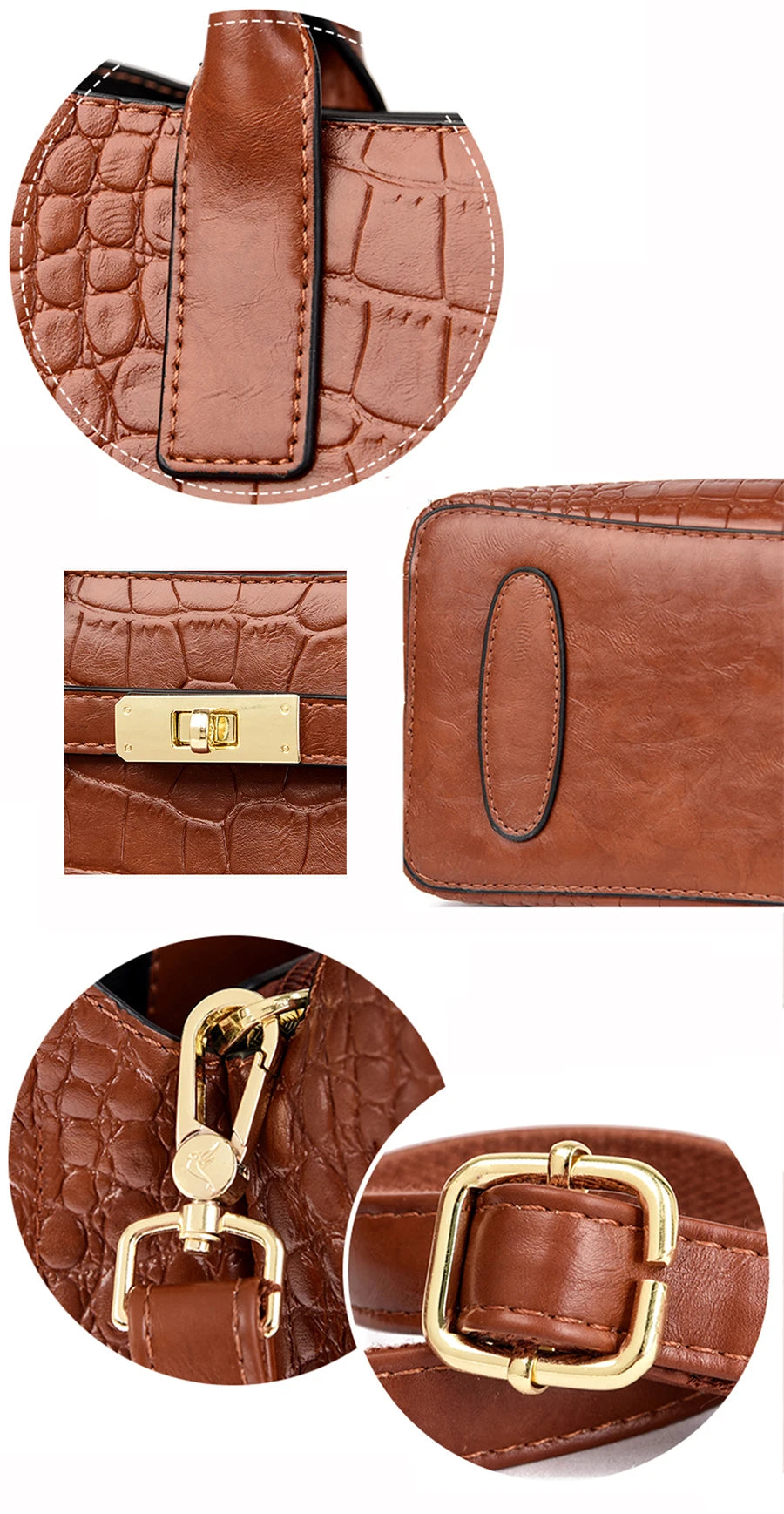 Famous brand women's handbags, high quality crocodile stripe three-piece designer shoulder bag/tote bag 