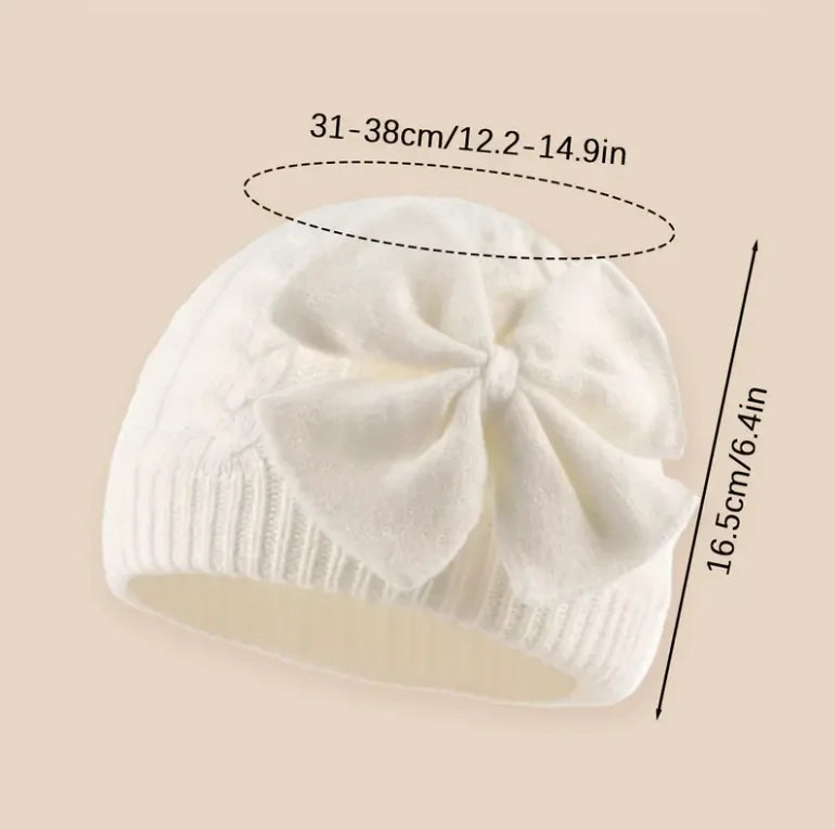 Chapeau tricoté pour bébés enfants de 0 à 2 ans, bonnet tricoté unisexe avec nœud papillon de couleur unie, protège-oreilles, bonnet pour l'automne et l'hiver