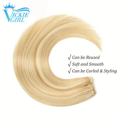 Straight Human Hair Weft Bundles Ombre Blonde Human Hair Extensions 100g/piece 16"-28" Skin Color Remy Straight Double Weft