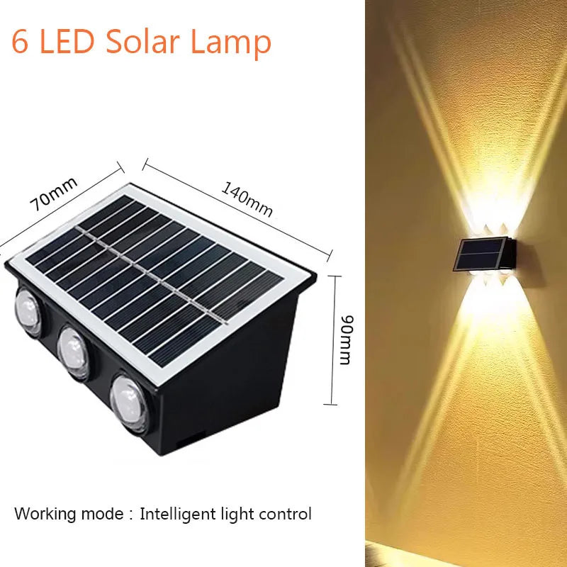 Projecteur extérieur 4/6/8LED lampe murale solaire éclairage supérieur et inférieur lampadaire étanche à énergie solaire pour balcon cour