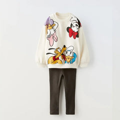 Minnie Mouse modèle bébé fille automne sweat costume conception populaire hauts + Leggings deux pièces ensemble enfants vêtements ensemble pour enfants