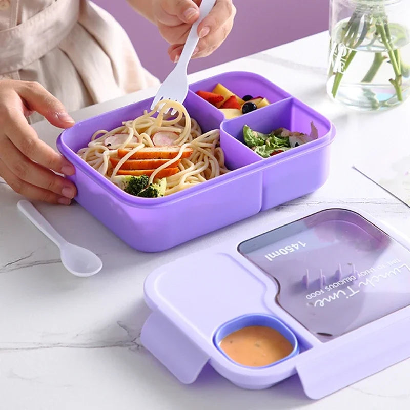 Bento Lunch Box for Kids Girls, Cartoon Students, Kawaii Cute Metropolitan, 3 Grid Sandwich, Snack Food Box, Special Canteen, Food Storage