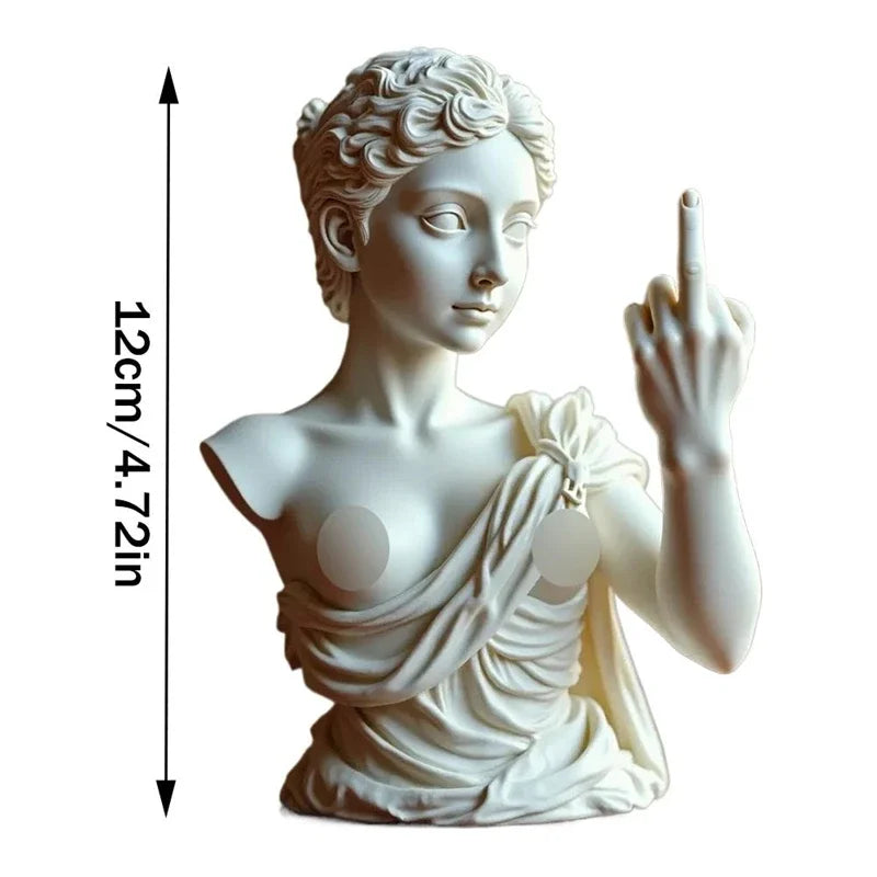 Statue de déesse de Vienne drôle en résine, Sculpture offensive du doigt du milieu, Figurines de bureau Medusa, nouveauté, cadeau artistique, décoration de maison