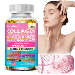 Capsules de collagène 14 en 1, produit de soins pour la peau à la biotine et à la kératine, Booster, Anti-vieillissement, blanchiment de la peau, supplément de soins des ongles et des cheveux