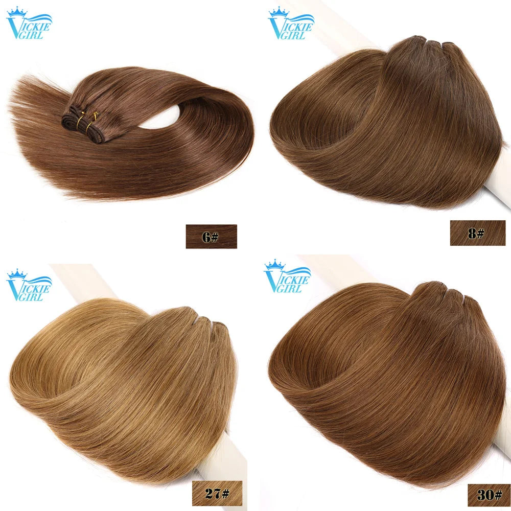 Straight Human Hair Weft Bundles Ombre Blonde Human Hair Extensions 100g/piece 16"-28" Skin Color Remy Straight Double Weft