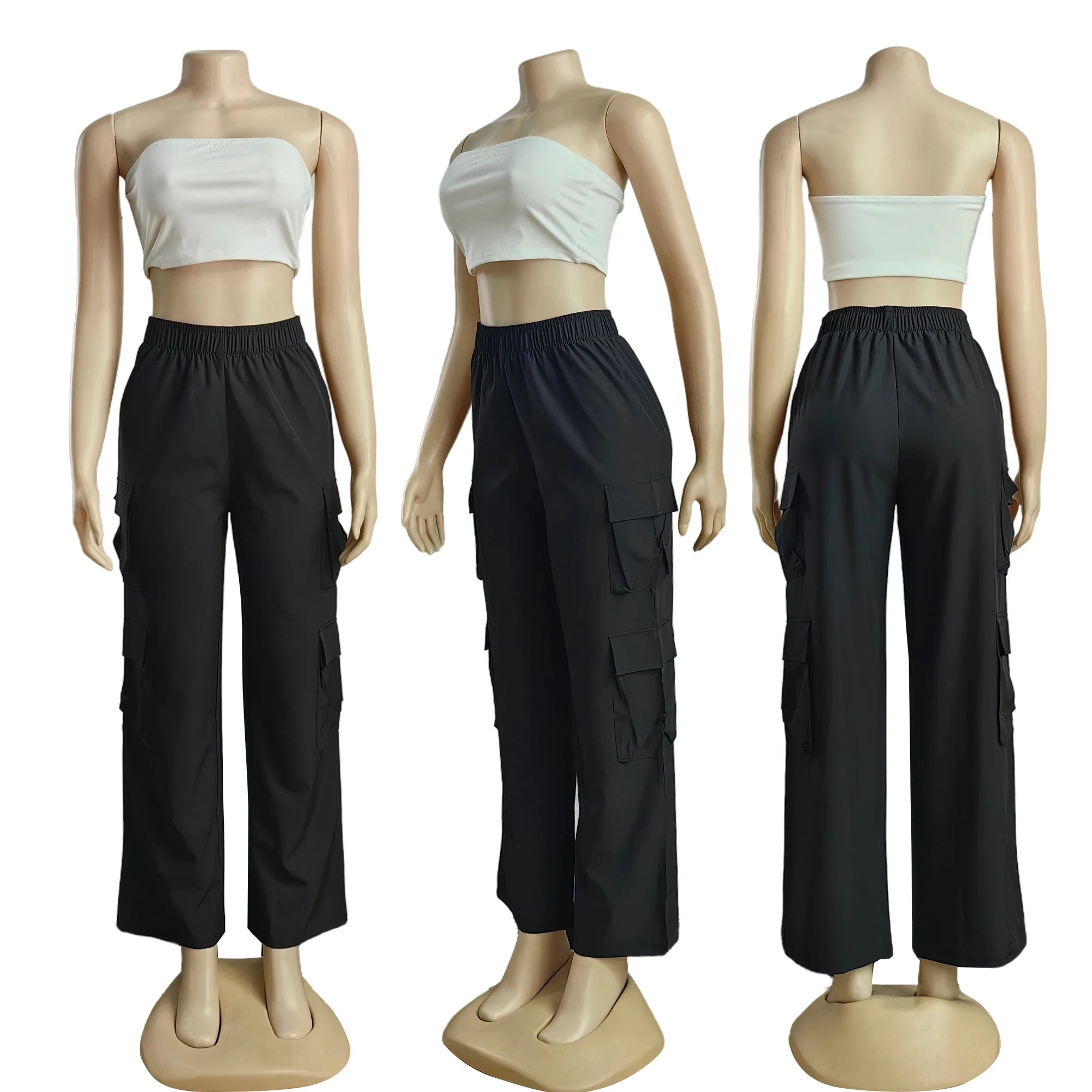 Nouveau pantalon Cargo droit femmes taille haute Baggy pantalon décontracté jambe large mince Vintage Y2K Streetwear poche mode pantalons décontractés