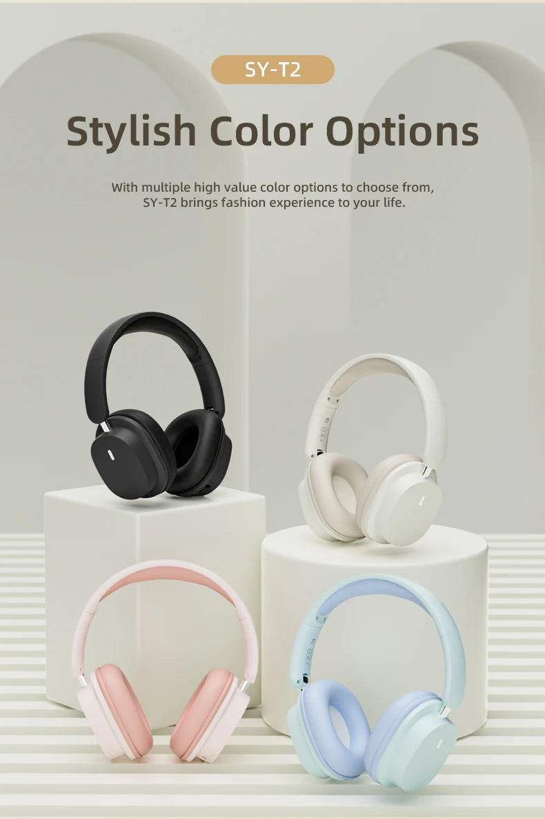 Casque sans fil Bluetooth 5.3 à la mode, casque stéréo HIFI portable supra-auriculaire, casque d'affaires, écouteurs de jeu à faible latence, prise en charge de la connexion 3,5 mm et de la lecture de cartes TF
