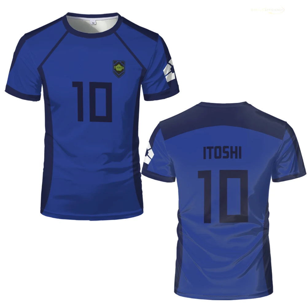 T-shirt homme ISAGI 3D imprimé, sport, séchage rapide, respirant, anime cosplay, Harajuku, équipe de football, ample, entraînement, manches courtes, été