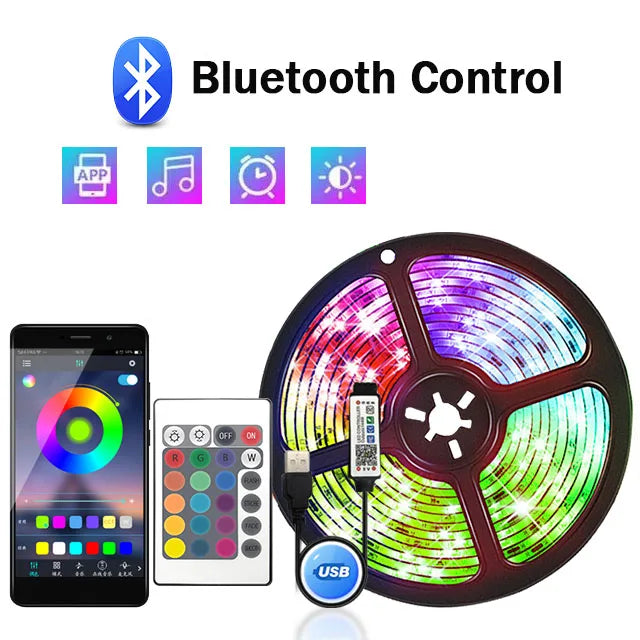 1-30M 5V RGB USB LED Strip Light, DIY, Color Changing, Flexible Strip, Diode, LED Light for Room Decoration, Lighting