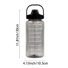 Bouteille d'eau 2L avec marqueur de temps, anti-fuite, antidérapante, bouteille d'eau de voyage Portable en plastique, tasse de Fitness avec des autocollants mignons
