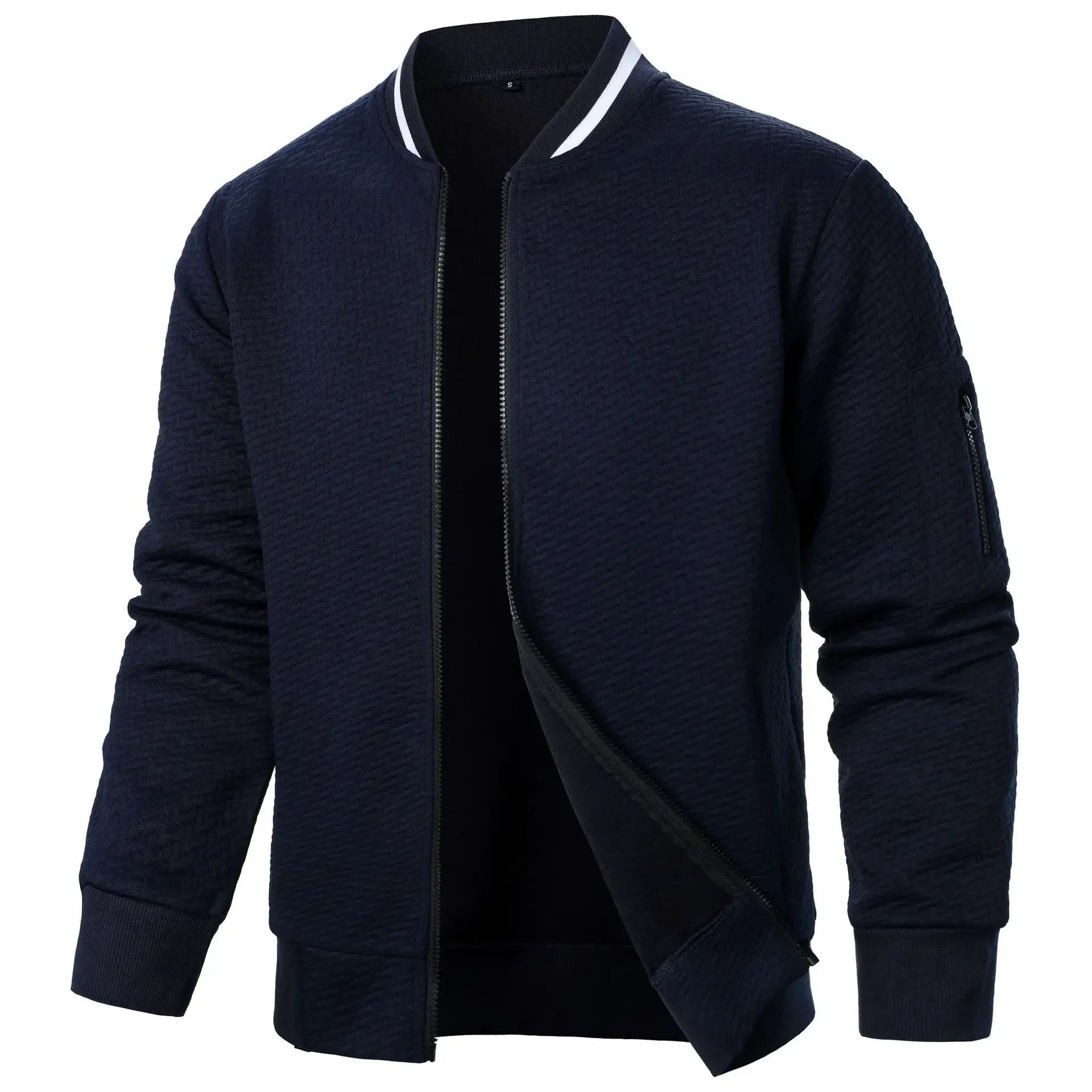 Veste de Baseball pour hommes, Streetwear, nouvelle mode d'automne, vestes décontractées de couleur unie pour hommes, manteau en tissu Jacquard pour hommes