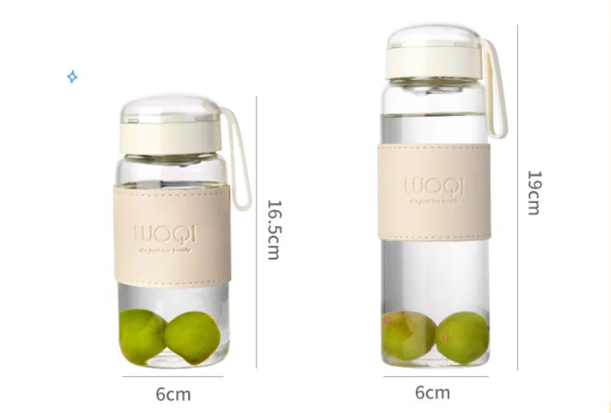 Bouteille en verre Portable de 340ML et 480ML, mignonne, résistante à la chaleur, pour boire de l'eau froide, du jus de thé, avec couvercle à vis, filet filtrant facile à transporter