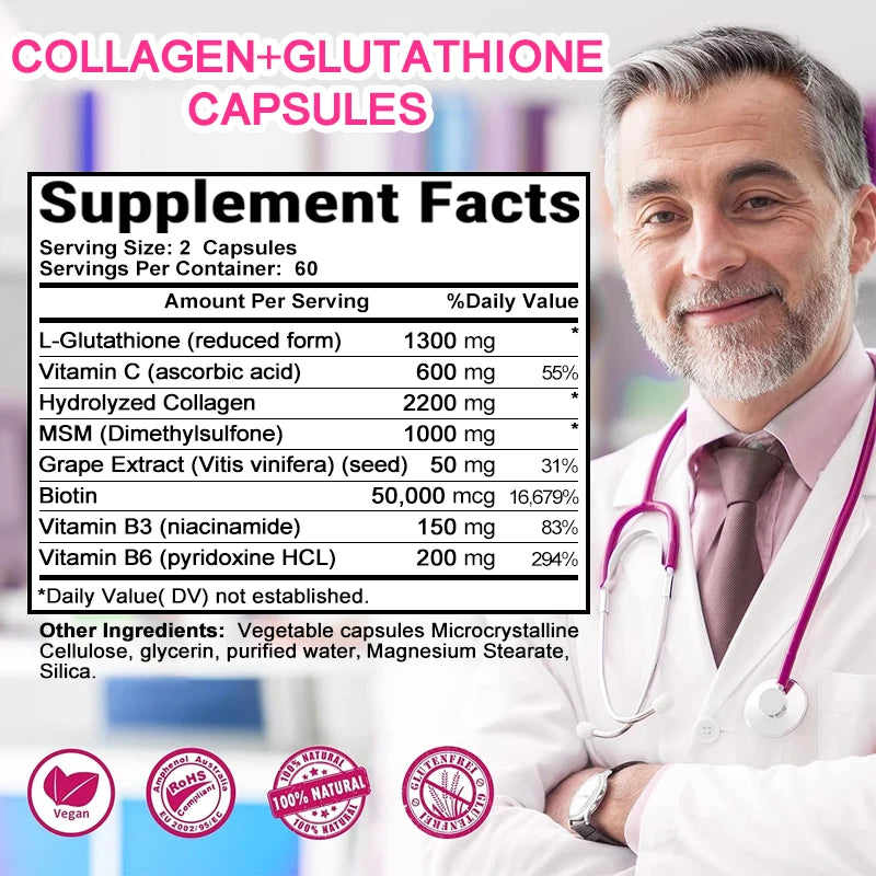 Capsules de vitamines au collagène pour cheveux, peau et N64., supplément de collagène de qualité supérieure