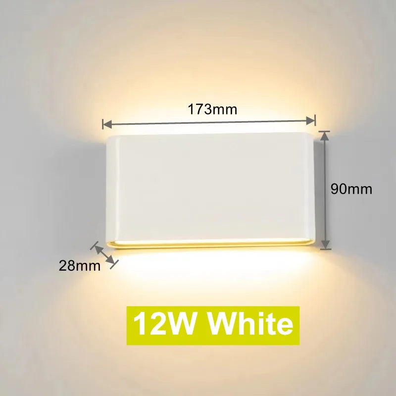 6W 12W mur LED lampe extérieure étanche éclairage de jardin en aluminium AC86-265V intérieur chambre salon escaliers applique murale