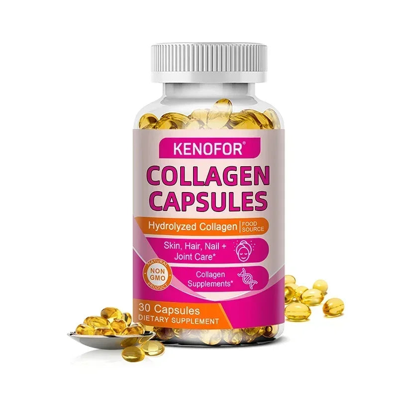 Capsules de collagène, supplément alimentaire de collagène bovin hydrolysé pour le soutien des articulations et des os, santé de la peau, anti-âge – Non OGM