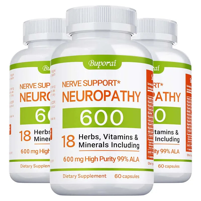Complément de soutien pour la neuropathie 600 mg - Soutient le système nerveux, soulage le stress, favorise la fonction cérébrale et augmente l'énergie