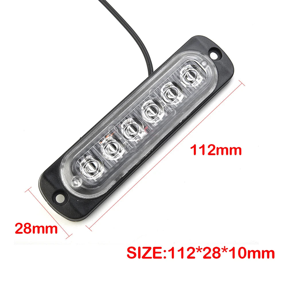 6LED voiture LED lampe de travail DC 12-24V 18W rouge voiture camion sécurité urgente toujours lumineux lampe de travail antibrouillard accessoires de voiture