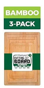 Planches à découper en bambou pour la cuisine, planche à découper en bois pour hacher de la viande, des fruits, du fromage, lot de 3