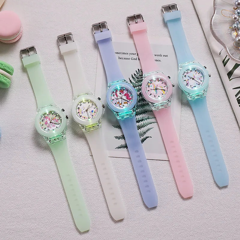 UTHAI C22 montre pour enfants montres brillent la nuit Quartz horloge numérique bracelet en Silicone mignon filles école primaire