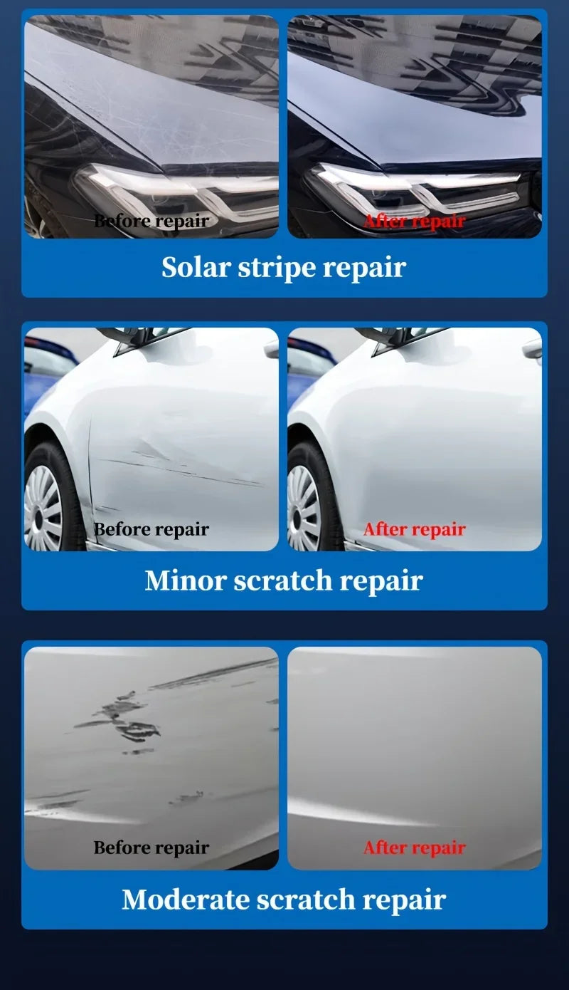 Car scratch remover, paint care tools, paint remover, scratch repair, polishing, car body, grinding compound, scratch warning