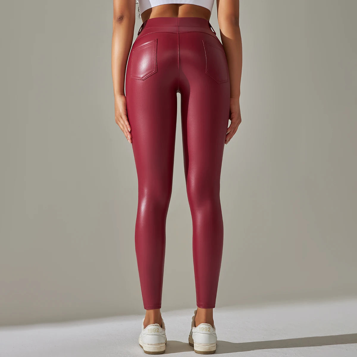 Leggings en cuir PU femmes Sexy Scrunch fesses Leggings filles Faux cuir pantalon taille haute Push Up Leggings décontractés 6 couleurs
