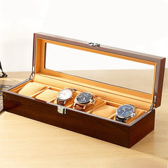 Boîtes à Montres en Bois Noir à 6 Fentes pour Homme, Présentoir de Magasin, Pratique, Rangement de Bijoux