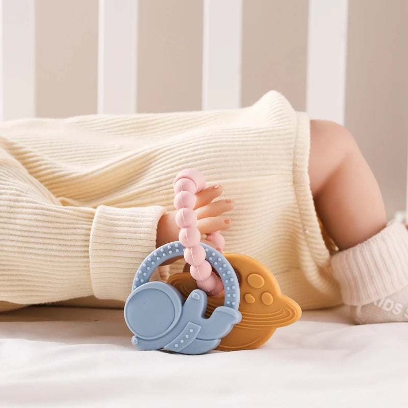 Anneau de dentition en Silicone pour bébé, 1 pièce, sans BPA, Bracelet en Silicone, feuille, jouets de dentition, anneau en bois, dent d'allaitement, jouets cadeaux pour nouveau-né