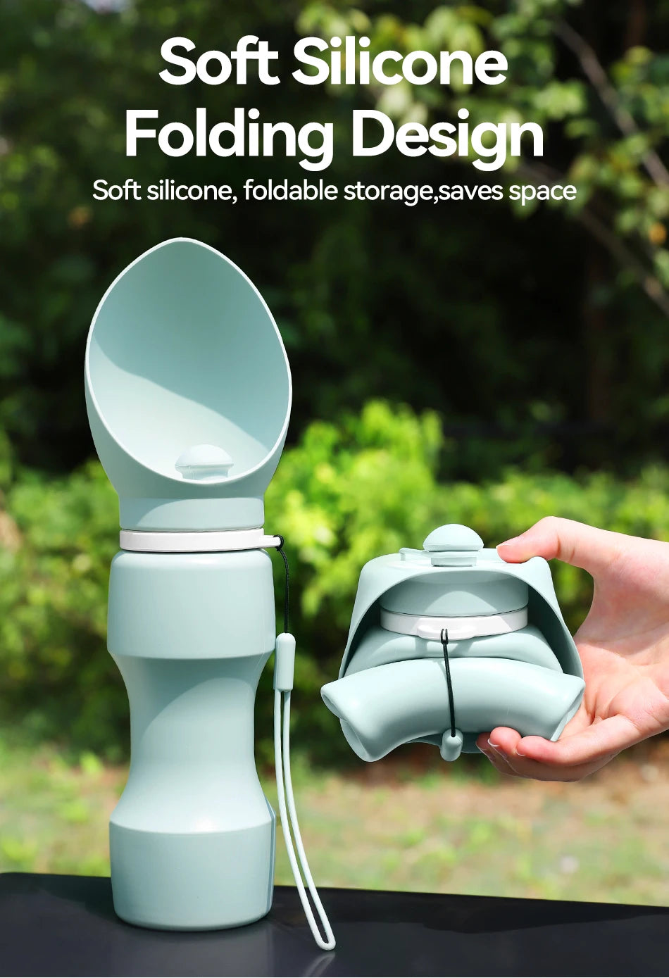 ROJECO-Bouteille d'eau pour chien et chat, en silicone souple, portable, pliable, pour voyage
