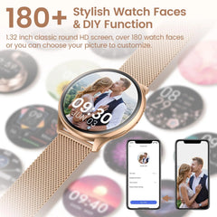 Montre intelligente pour femme avec fonction téléphone, écran tactile HD 1,39 pouces avec moniteur, cycle menstruel, surveillance du sommeil, pedom