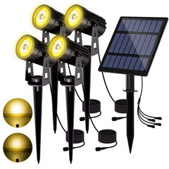 3000K Solar Tree Light for Outdoor Garden Decoration, IP65 Waterproof, 4 LED Warm Lights, Courtyard Landscape, Street Wall Solar Projector