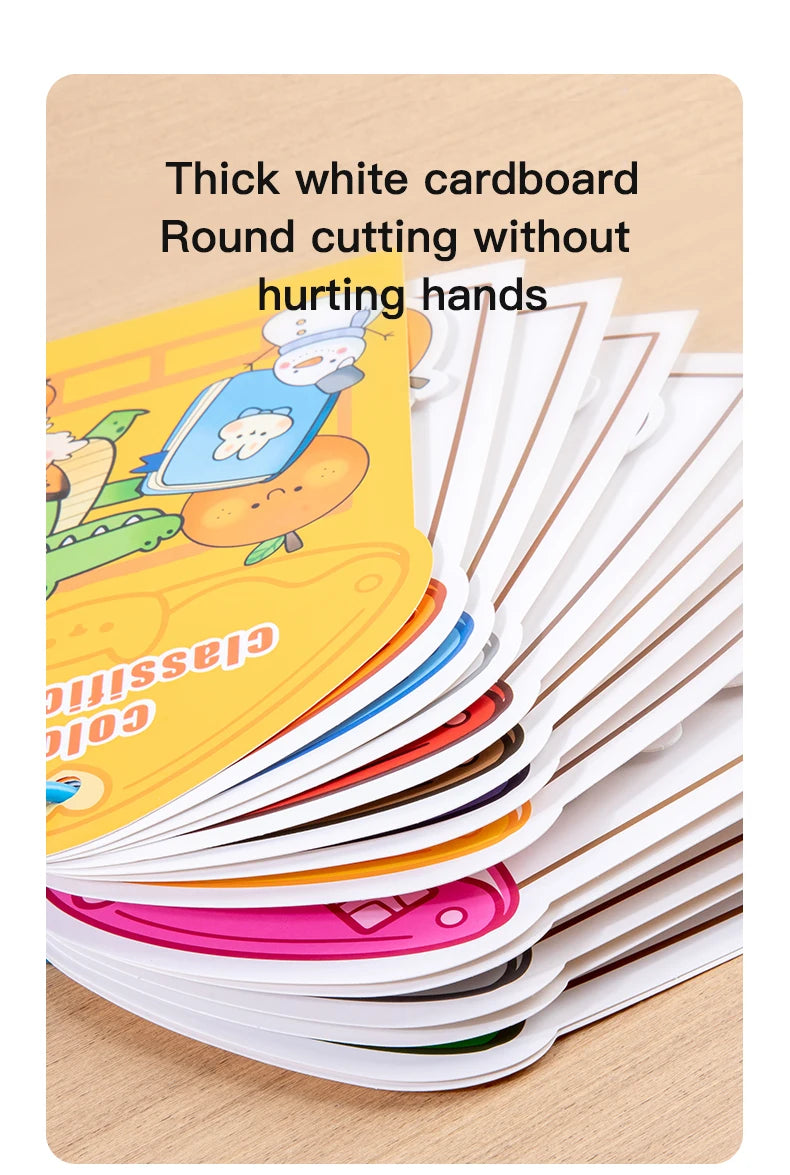 Livre silencieux pour bébés, jouet éducatif, apprentissage précoce, reconnaissance des couleurs avec Velcro, bâton réutilisable, Pages de pelage, jeu interactif