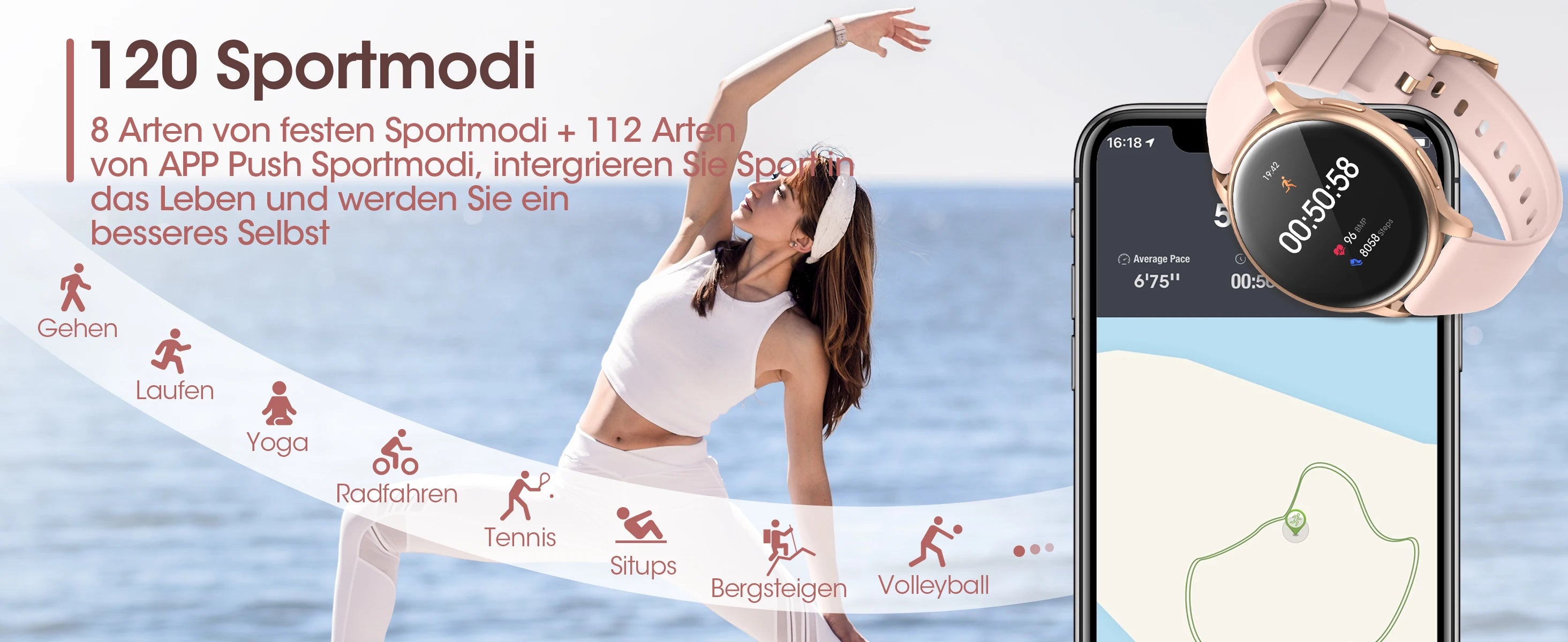 Montre intelligente pour femme avec fonction téléphone, écran tactile HD 1,39 pouces avec moniteur, cycle menstruel, surveillance du sommeil, pedom