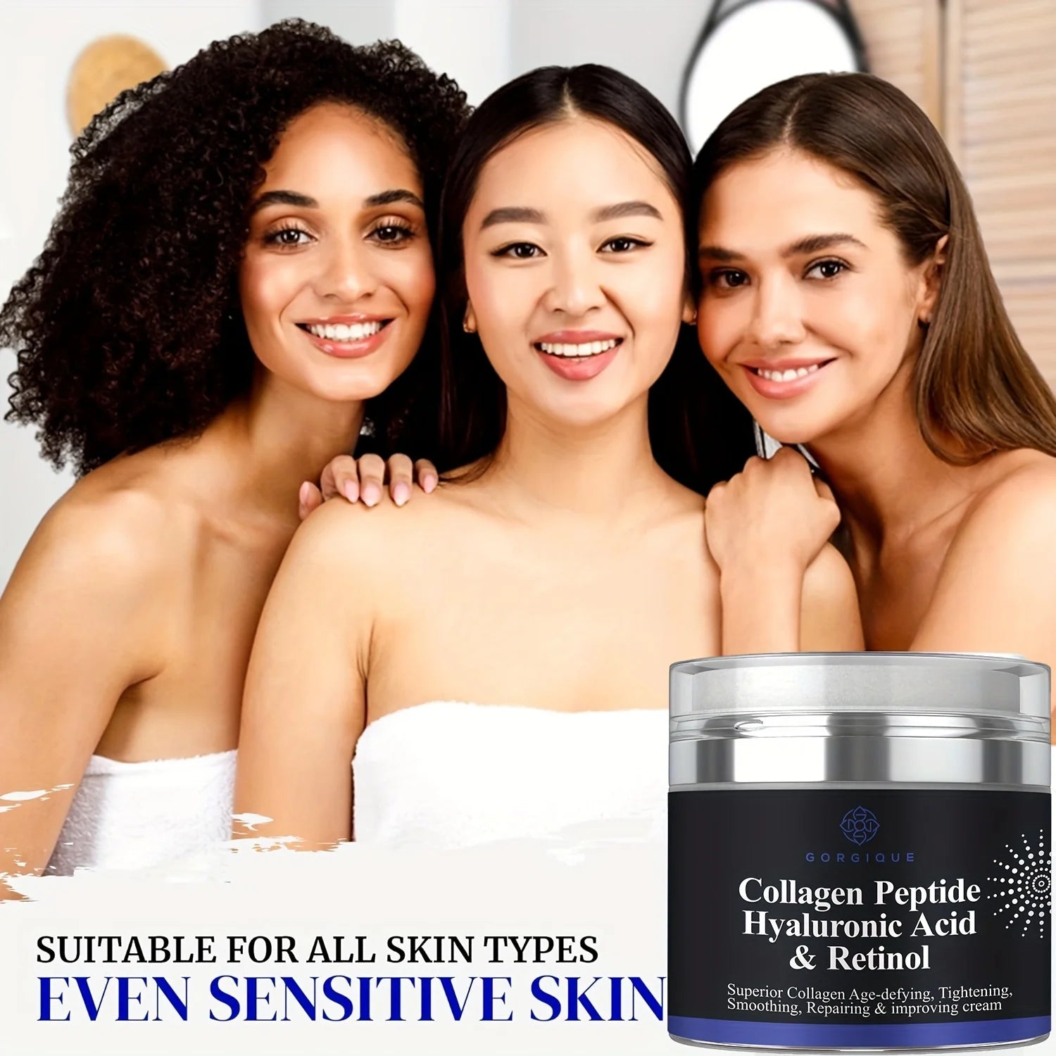 Crème peptidique au collagène, Anti-rides, acide hyaluronique et rétinol, raffermissante et raffermissante, soins pour la peau, hydratant pour le visage