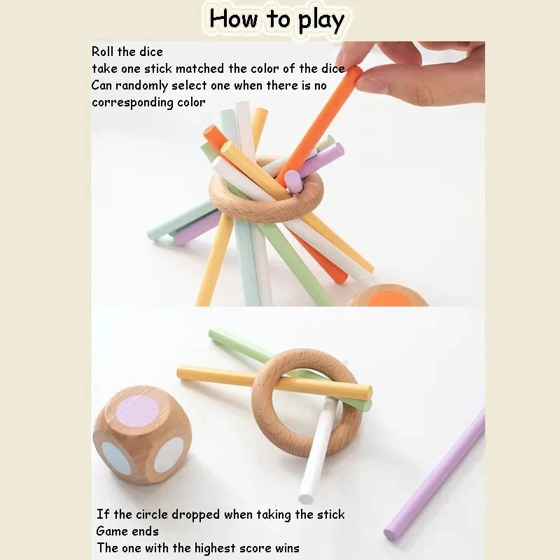 Jouets sensoriels Montessori assortis aux couleurs, bâton d'équilibre en bois, jeu d'entraînement fin, jouet Puzzle pour garçons et filles, cadeau d'anniversaire et de noël
