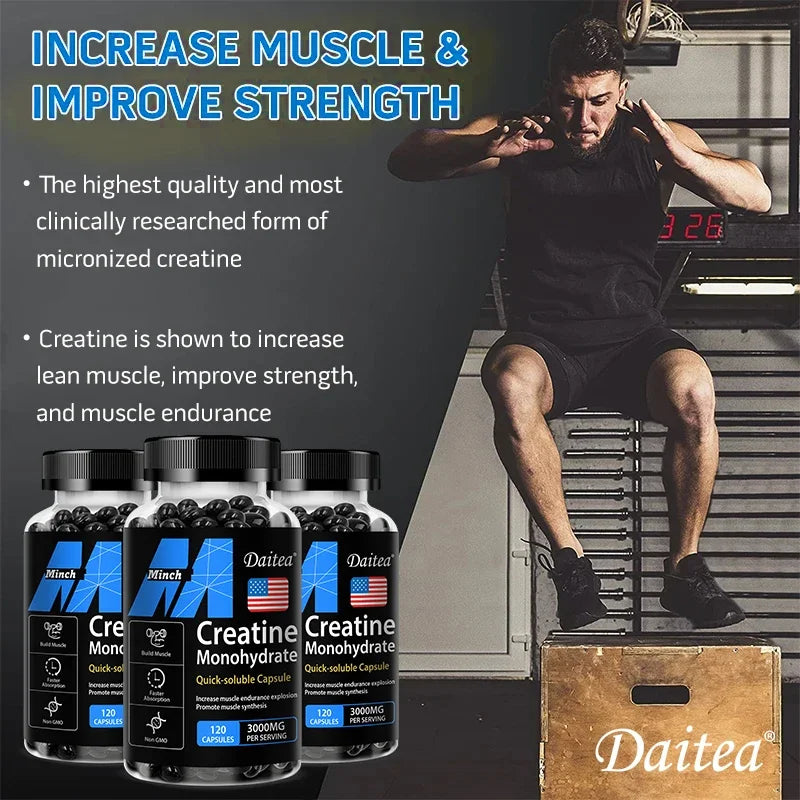 Créatine monohydrate - 3 000 mg par service, créatine pré-entraînement pour aider à construire les muscles, améliorer l'énergie et les performances