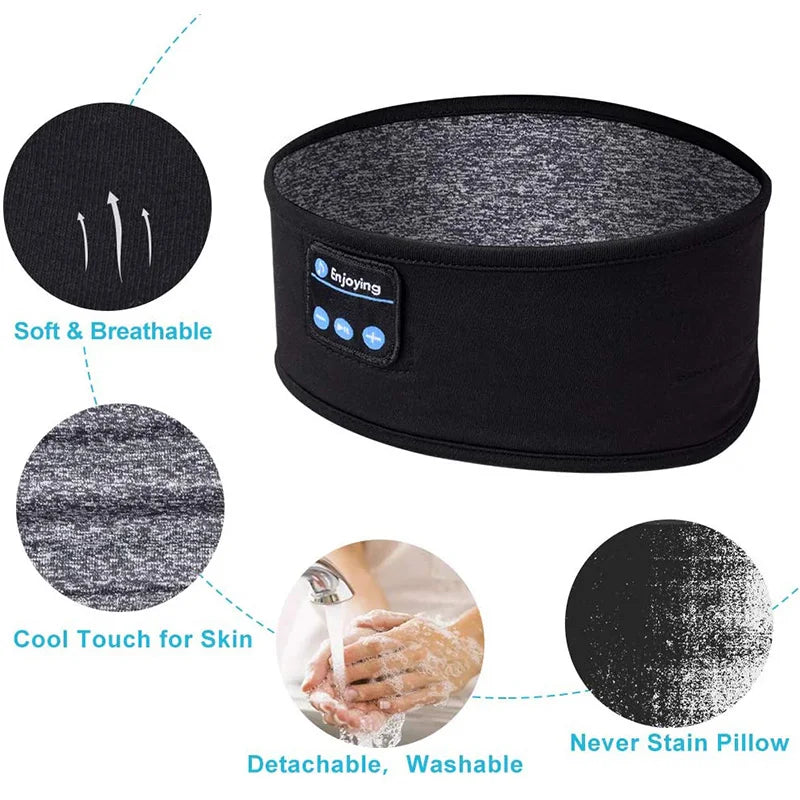 Haut-parleur Bluetooth sans fil, foulard, musique sans fil, casque de sommeil, bandeau de sport, masque oculaire de sommeil intégré, casque de voyage