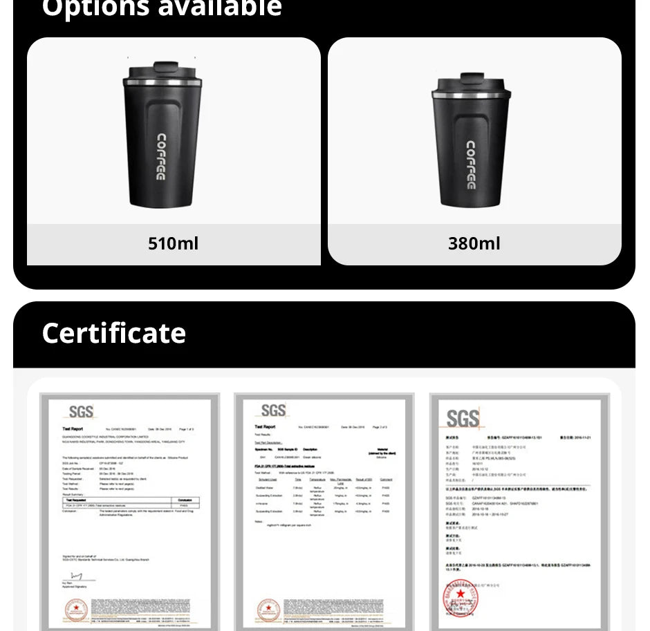 Tasse thermos intelligente en acier inoxydable avec affichage intelligent de la température, gobelet à café portable, tasse de voyage, 380ml, 510ml