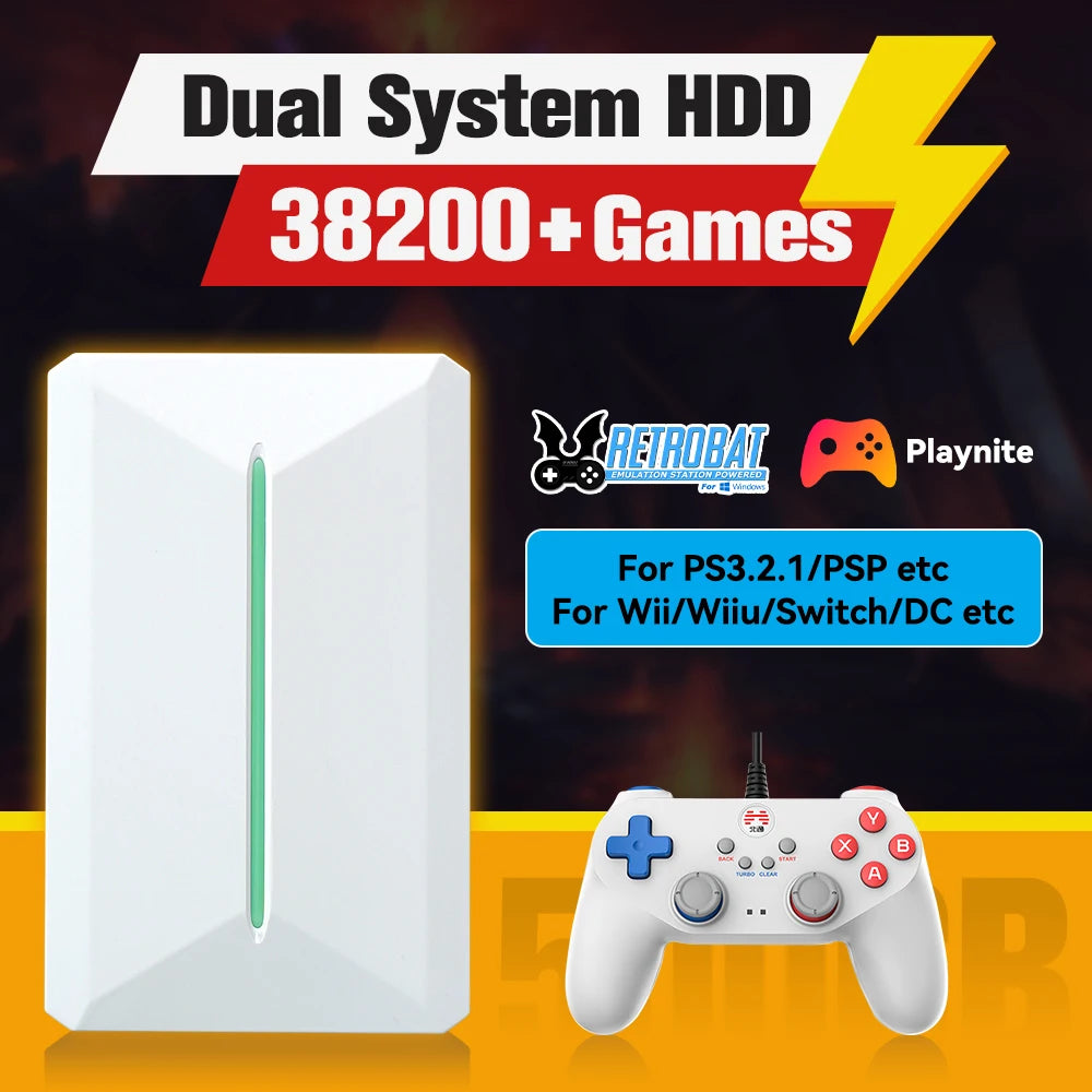 Retrobat & Playnite System HDD Console de jeu rétro pour PS3/PS2/WIIU/WII/Switch/MAME 50 + émulateurs 38293 jeux et 42 jeux PC AAA pour PC