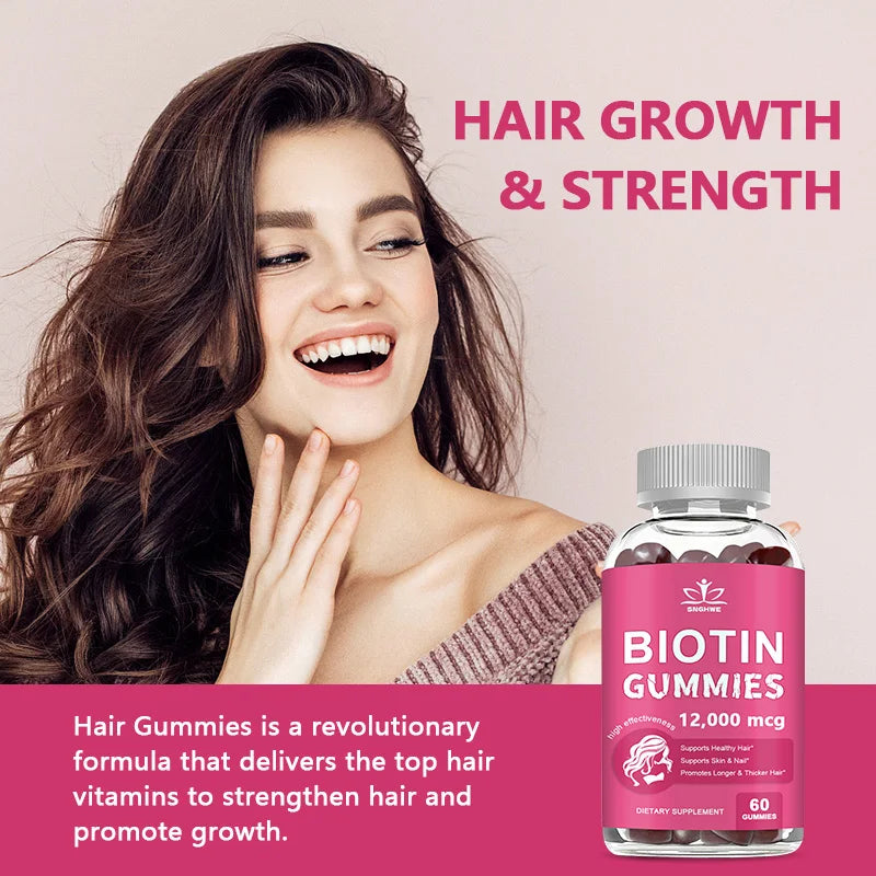 Gommes au collagène, gommes à biotine pour soins de la peau, santé des ongles, croissance des cheveux, vitamines, supplément de protéines au collagène