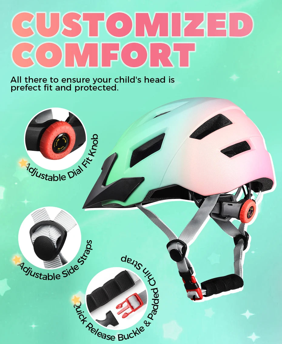 Casque Enfants Vélo Sécurité Cyclisme Garçons Filles Sports de plein air Casquette de protection VTT Draisienne Rollers Casques