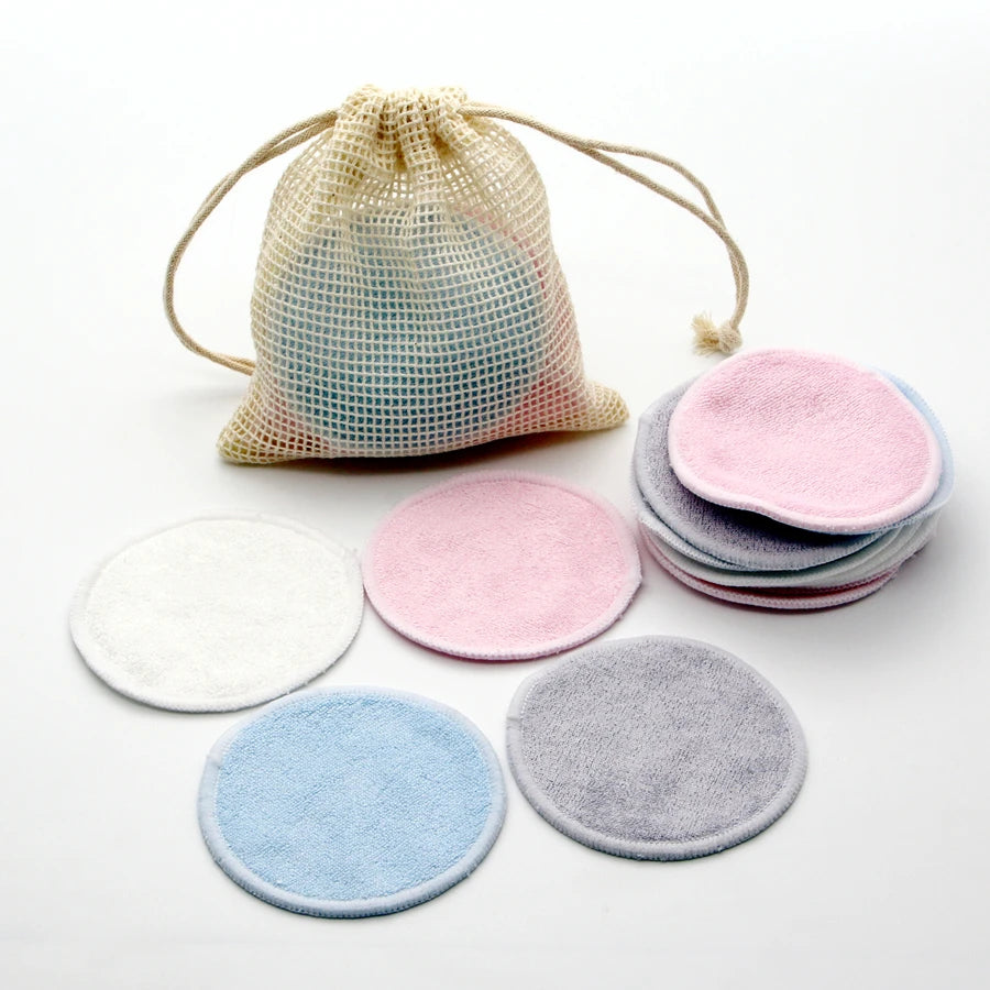 Tampons de coton réutilisables, tampons démaquillants ronds lavables en bambou, tampons d'allaitement en tissu, outil de soins de la peau, nettoyage de la peau, 12 pièces