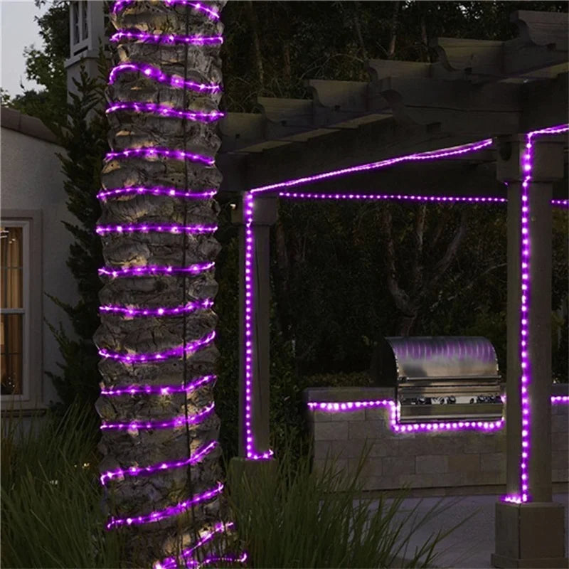 Solar string lights, outdoor tube rope lights, waterproof tube lights for outdoor home, garden, parties, and decorations. LED outdoor lights.