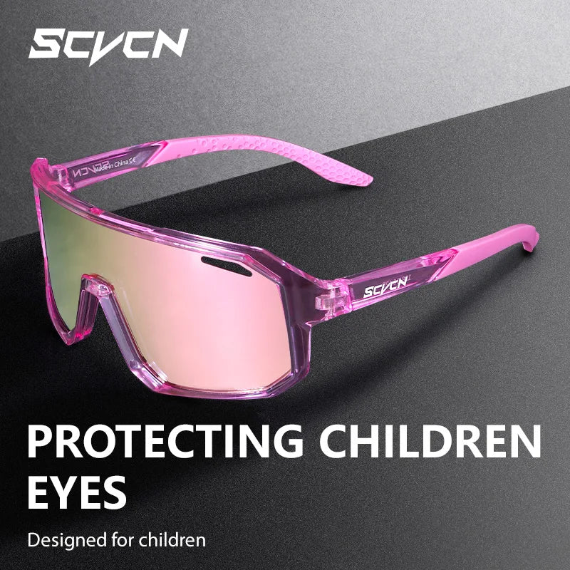 SCVCN mode enfants lunettes de soleil enfant sport lunettes garçon en plein air course patinage à roulettes lunettes de soleil fille vtt cyclisme lunettes